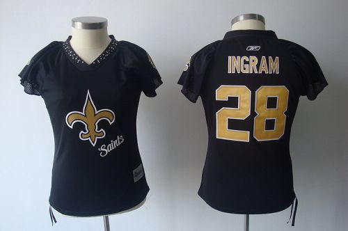 Saints #28 Mark Ingram Black 2011 Women's Field Flirt Stitched NFL Jersey - Click Image to Close